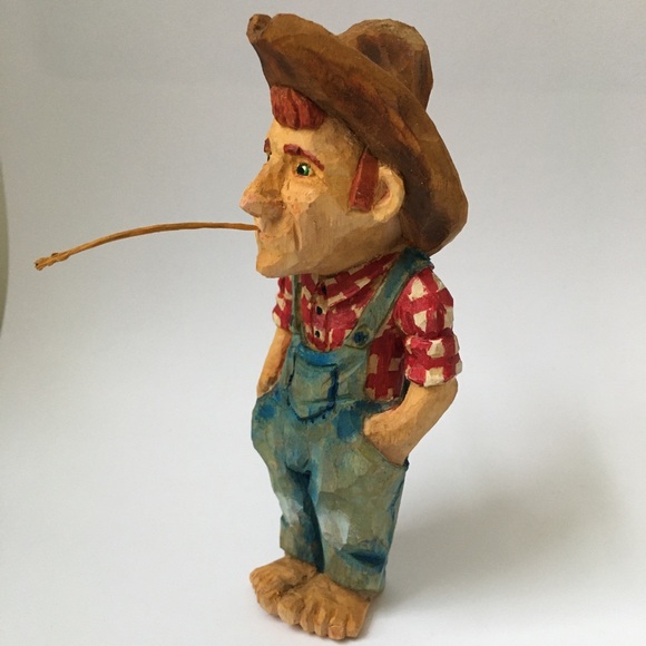 Hand Carved Hillbilly Figurine - Picture 2 of 4